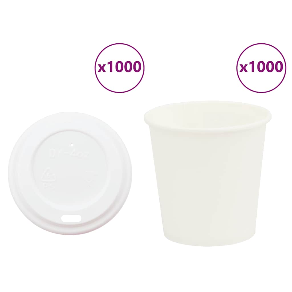 Vetonek Vasos de café de papel con tapa 1000 uds 4oz 100ml