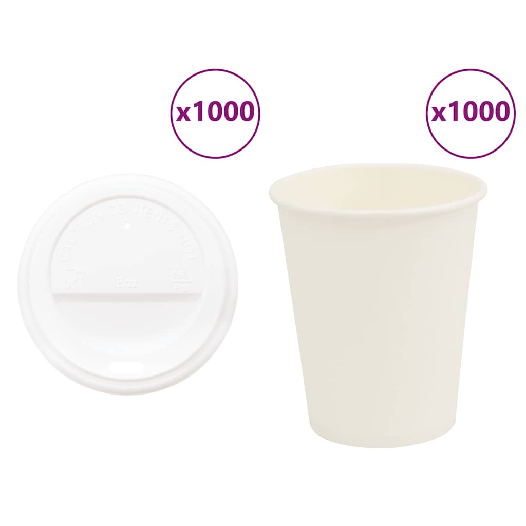 Vetonek Vasos de café de papel con tapa 1000 uds 8oz 200ml