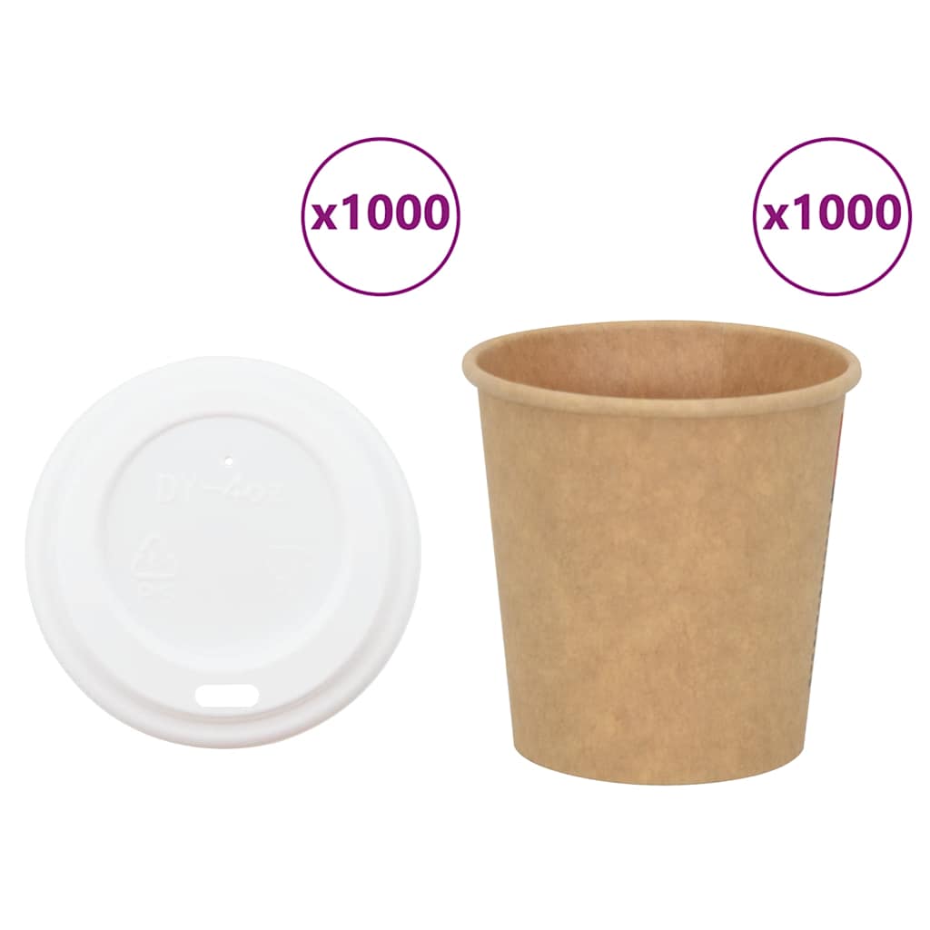 Vetonek Vasos de café de papel con tapa 1000 uds 4oz 100ml