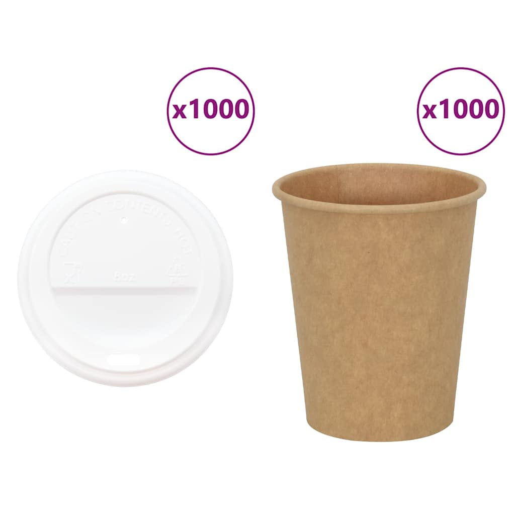 Vetonek Vasos de café de papel con tapa 1000 uds 8oz 200ml