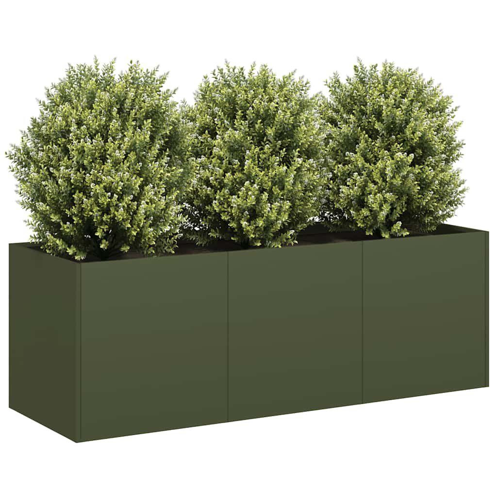 Vetonek Jardinera de acero laminado en frío verde oliva 120x40x40 cm