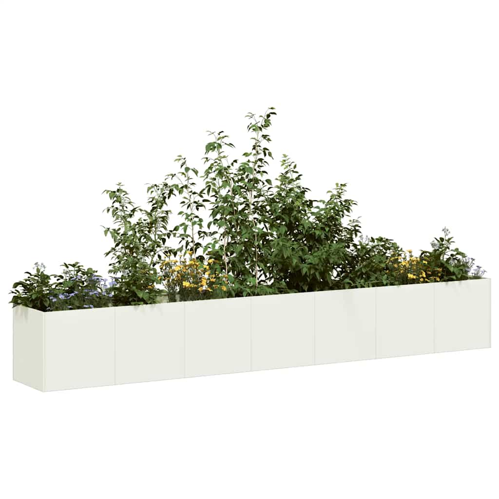 Vetonek Jardinera de acero laminado en frío blanco 280x40x40 cm