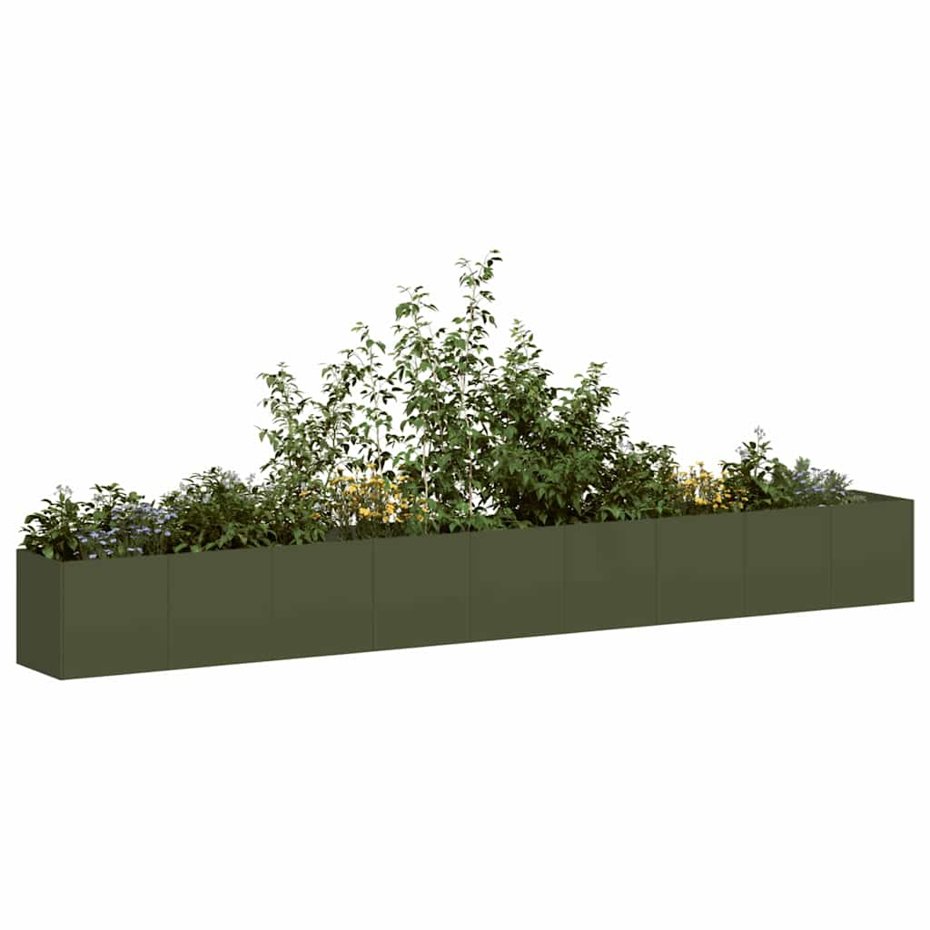 Vetonek Jardinera de acero laminado en frío verde oliva 360x40x40 cm