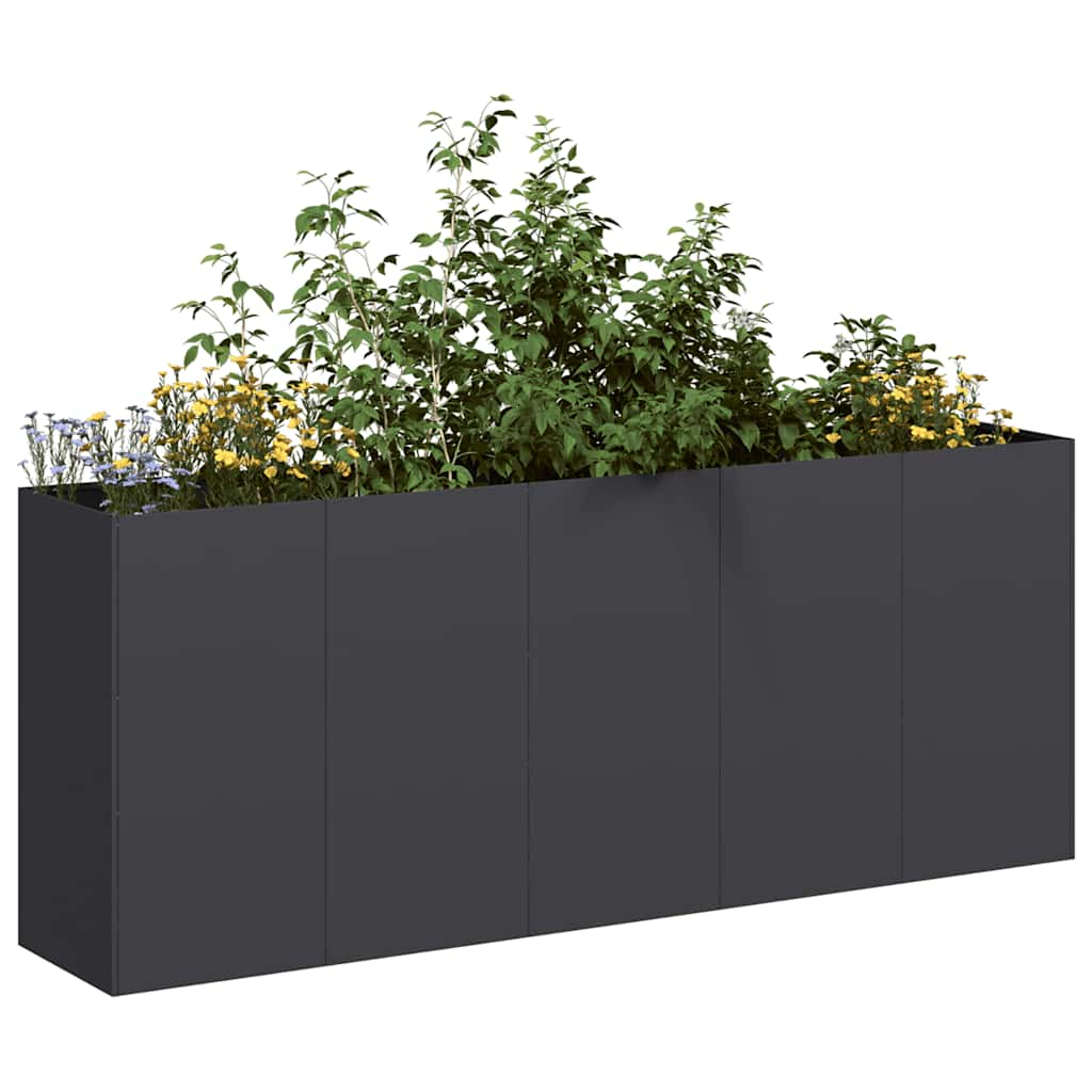 Vetonek Jardinera de acero laminado en frío negro 200x40x80 cm