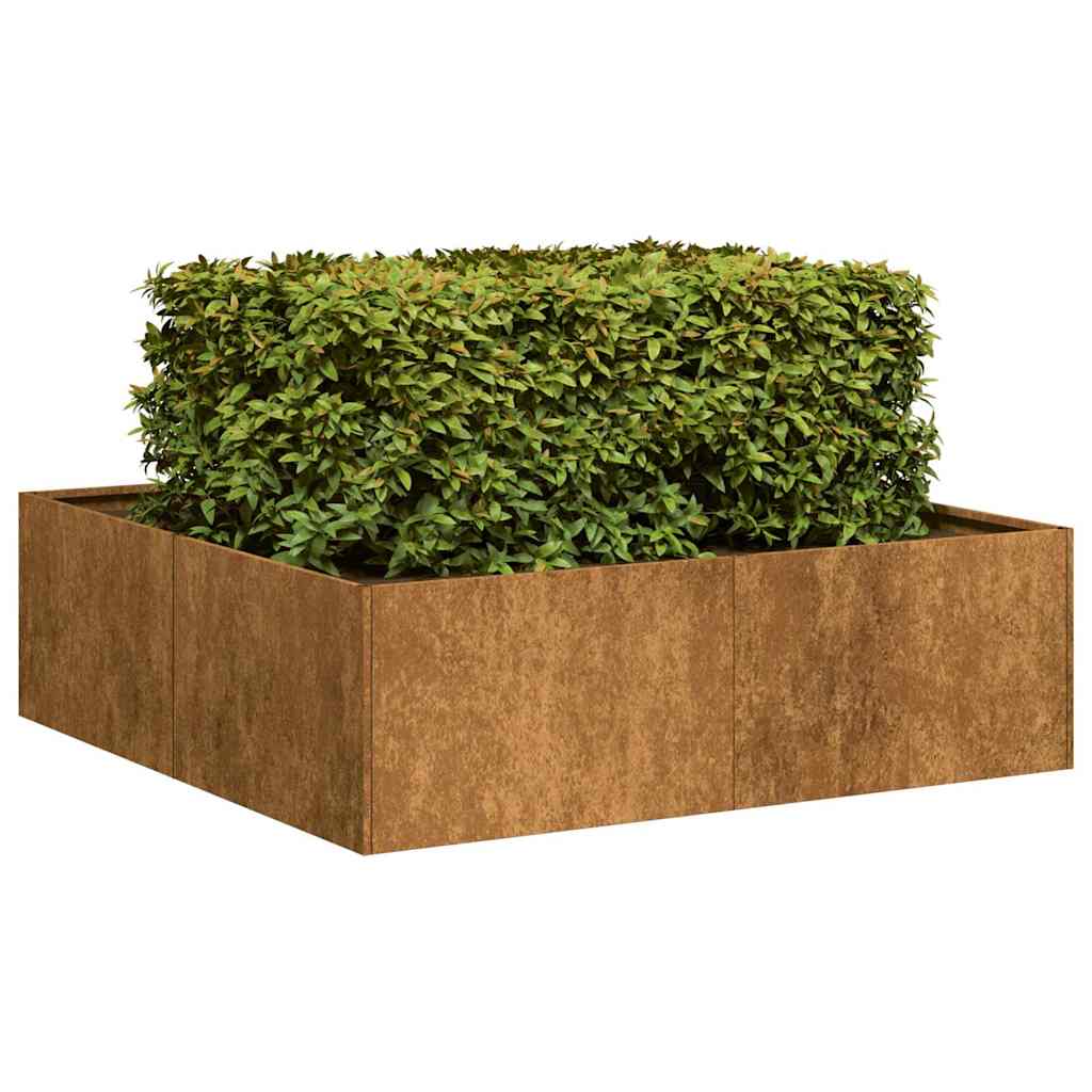 Jardinera oxidada acero corten 100x100x30 cm v6979 Vetonek
