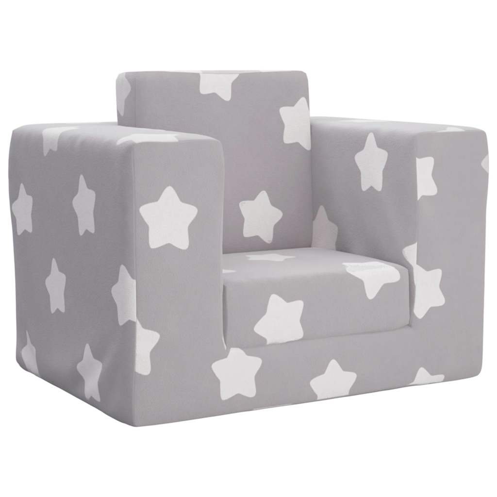 Vetonek Sofá cama infantil felpa suave gris claro con estrellas