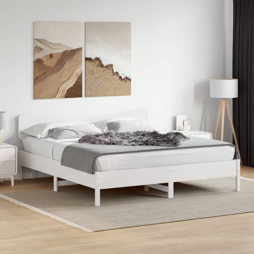 Vetonek Estructura de cama sin colchón madera maciza blanca 200x200 cm