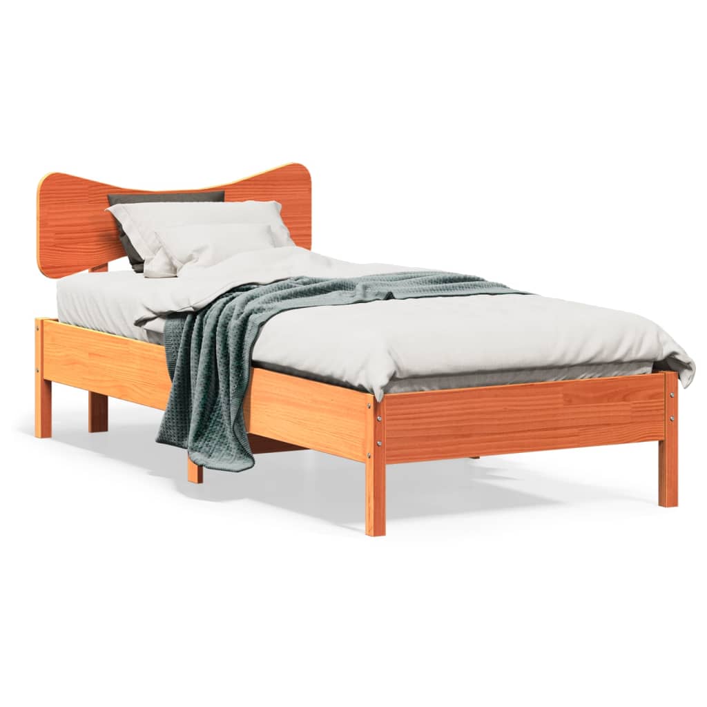 Vetonek Estructura de cama sin colchón madera de pino marrón 90x200 cm