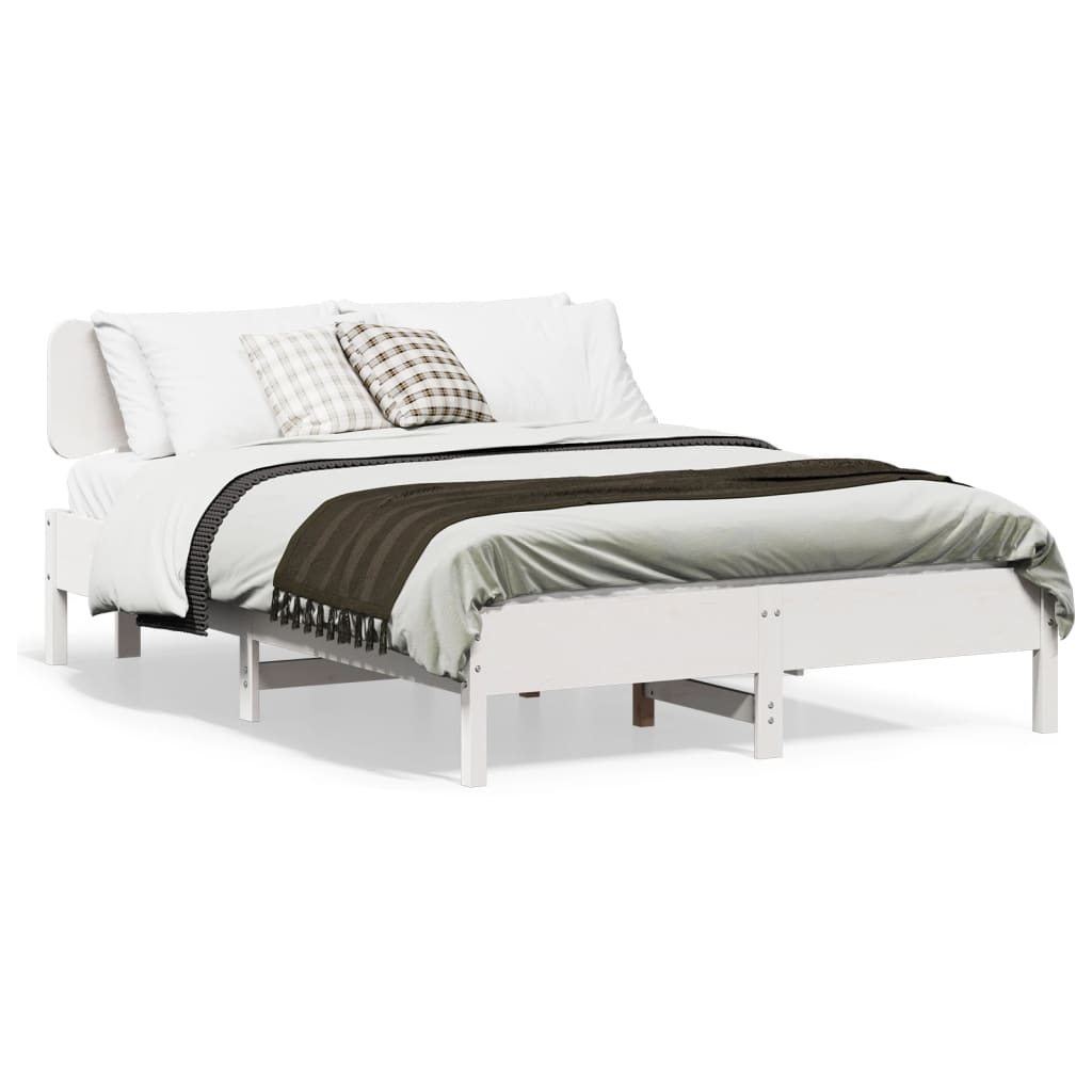 Vetonek Estructura de cama sin colchón madera de pino blanca 140x190 cm