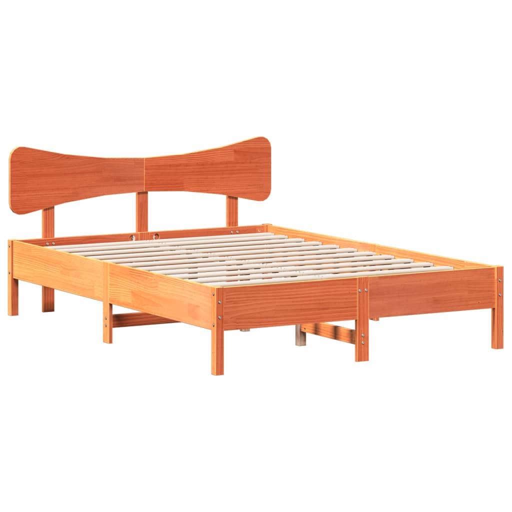 Vetonek Cadre de lit sans matelas bois massif marron 135x190 cm