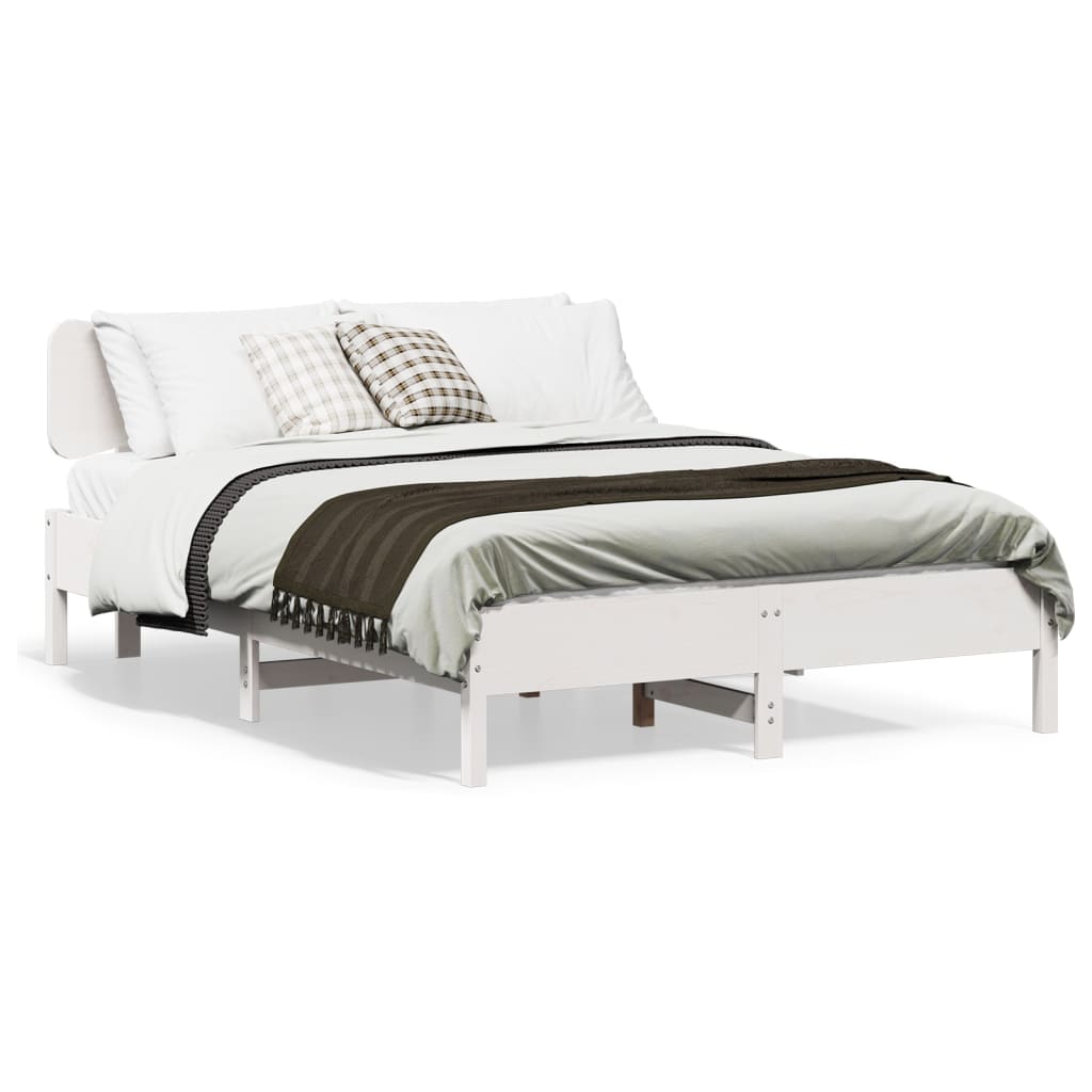 Vetonek Estructura de cama sin colchón madera maciza blanca 120x190 cm