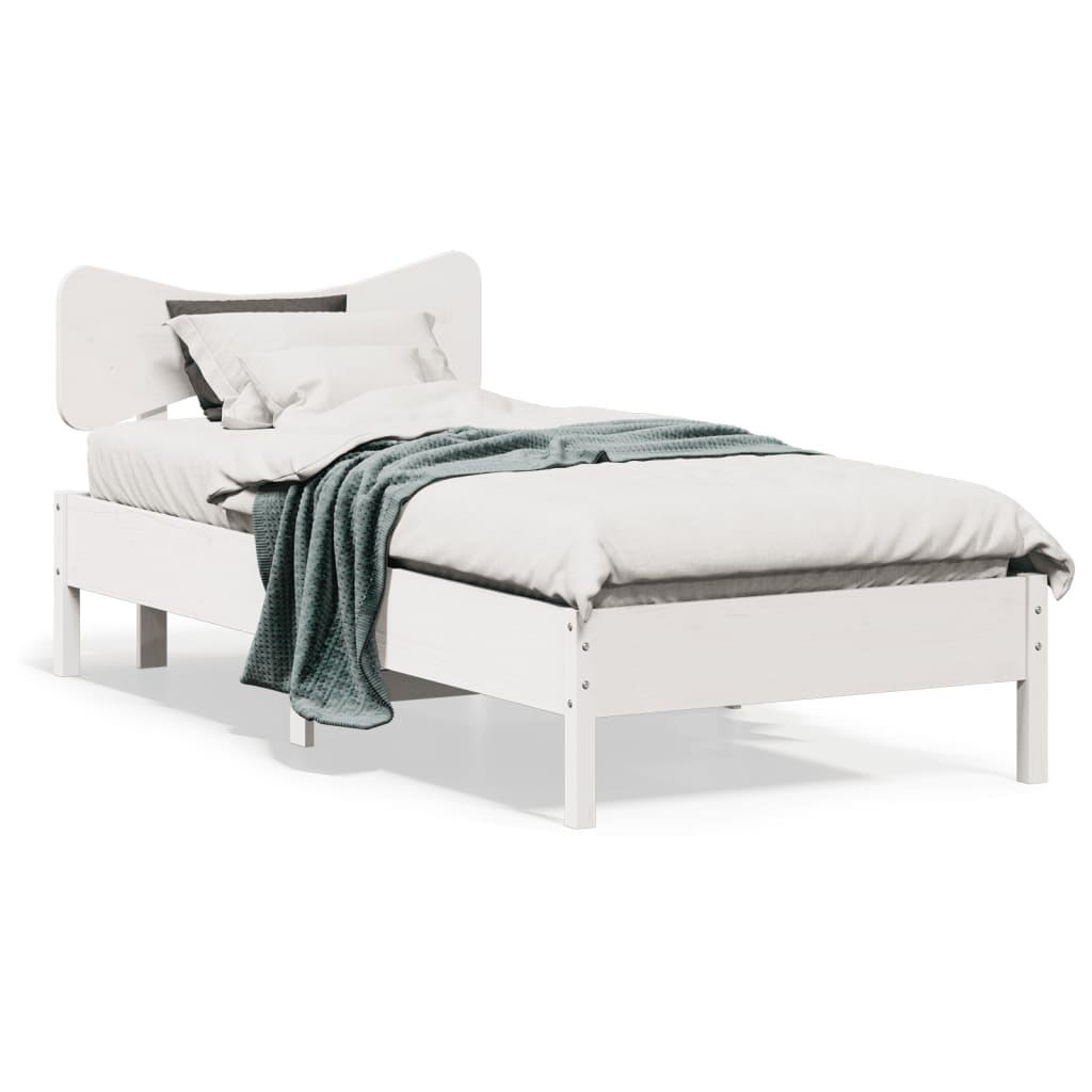 Vetonek Estructura de cama sin colchón madera maciza blanca 75x190 cm