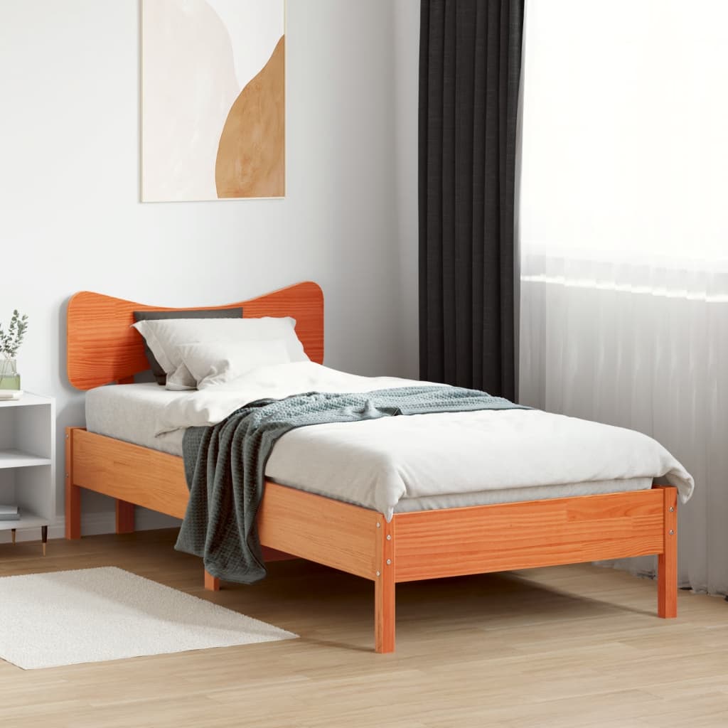 Estructura de cama sin colchón madera maciza marrón 75x190 cm v8682 - Vetonek