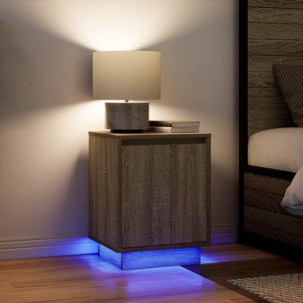 Vetonek Mesillas de noche con luces LED 2 uds roble sonoma 38x34x50 cm