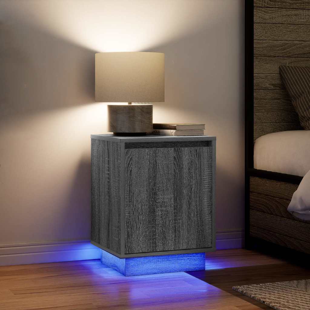 Vetonek Mesillas de noche con luces LED 2 uds gris sonoma 38x34x50 cm