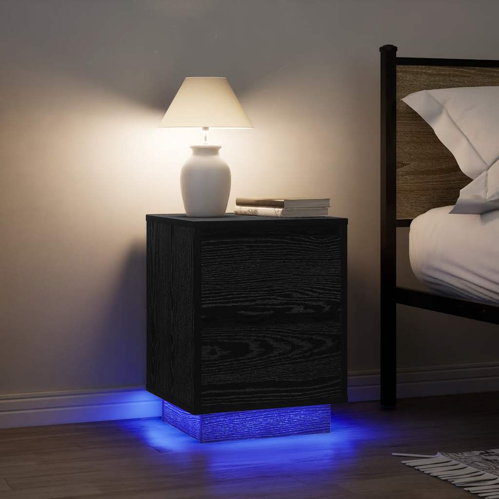 Vetonek Mesillas de noche con luces LED 2 uds negro 38x34x50 cm