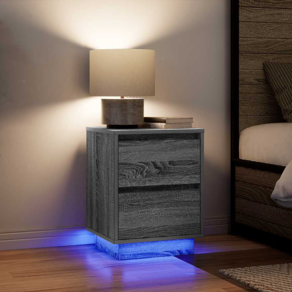 Vetonek Mesillas de noche con luces LED 2 uds gris sonoma 38x34x50 cm