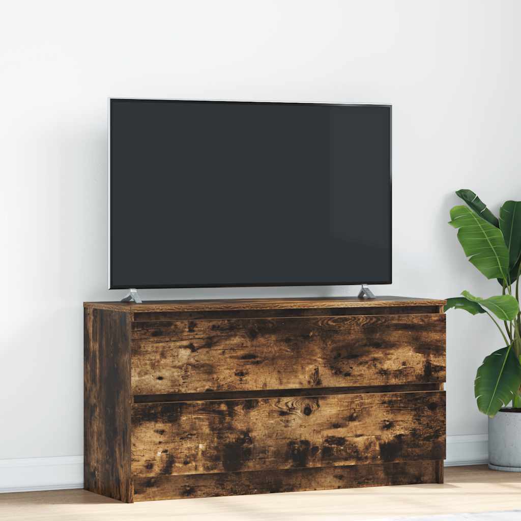 Vetonek Mueble de TV madera de ingeniería roble ahumado 100x35x54 cm