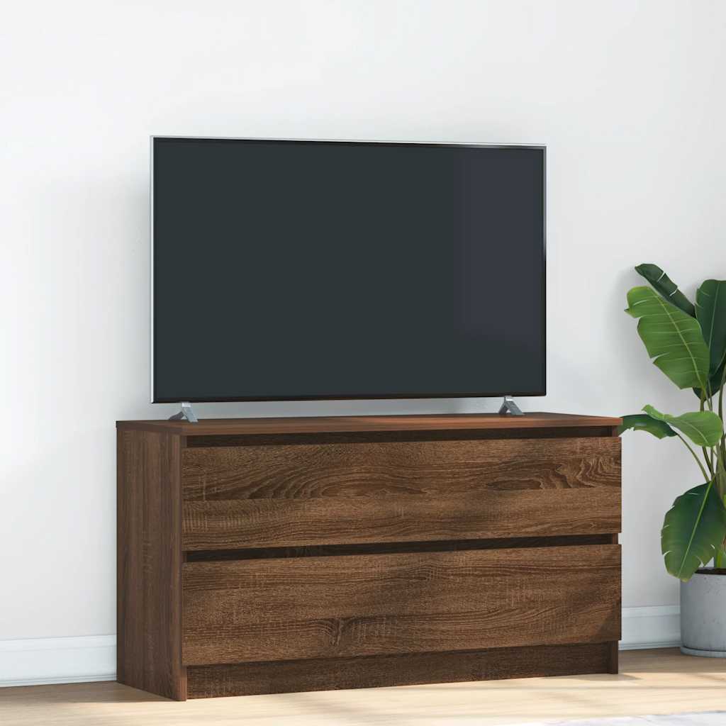 Vetonek Mueble para TV madera contrachapada marrón roble 100x35x54 cm