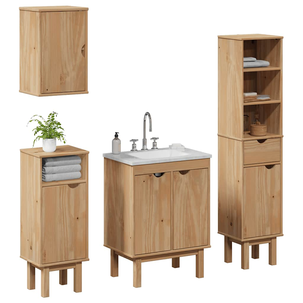 Vetonek Juego de muebles de baño OTTA 4 pzas madera maciza pino