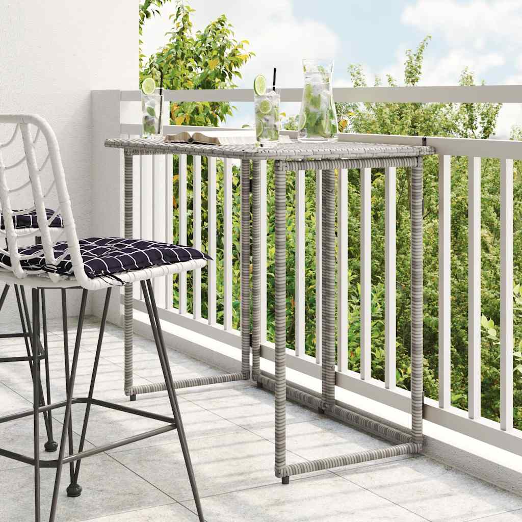 Vetonek Mesa de jardín plegable gris 90x51x75 cm ratán sintético