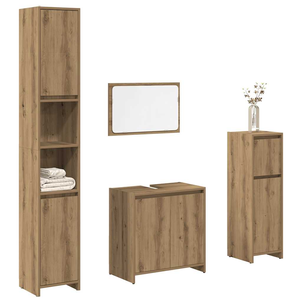 Vetonek Juego de muebles baño 4 piezas madera ingeniería roble artisan