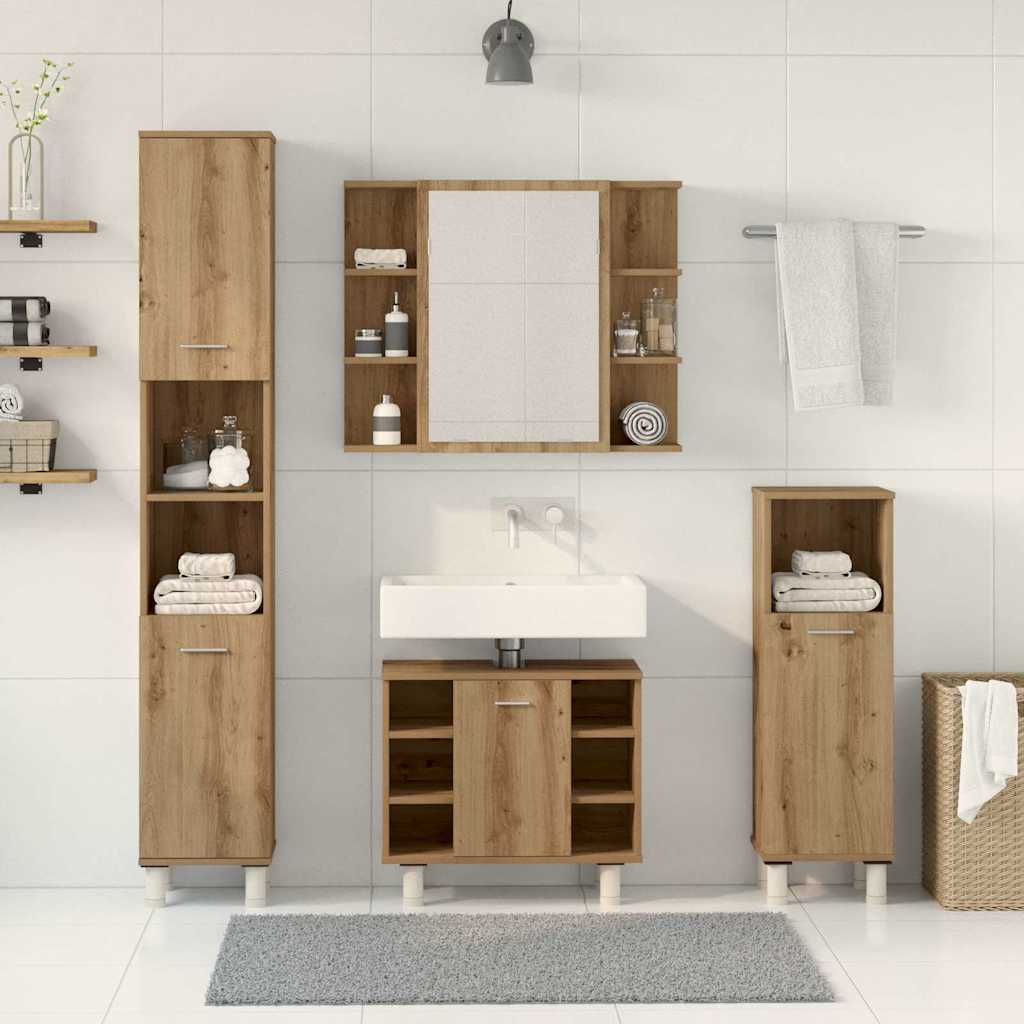 Ensemble de salle de bain de meubles 4 pièces en bois synthétisé NEXUS ROBLE Artisan