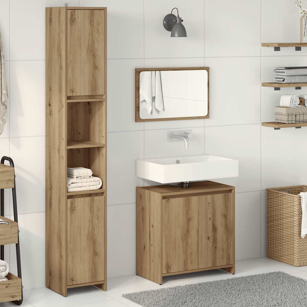 Ensemble de salle de bain meuble 3 pièces en bois ingénierie roble artisan