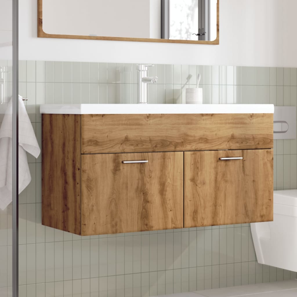 Mueble de baño con lavabo integrado roble artisan