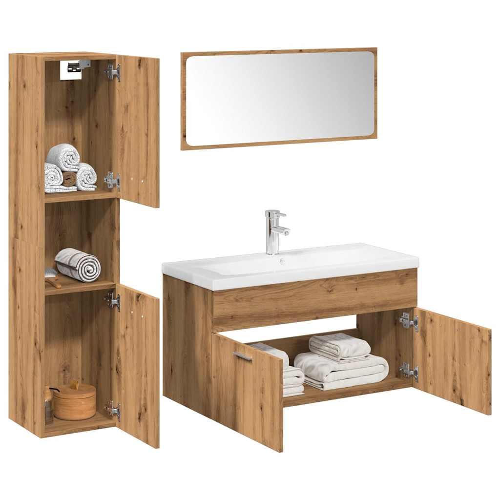 Vetonek Juego de muebles baño 5 piezas madera ingeniería roble artisan