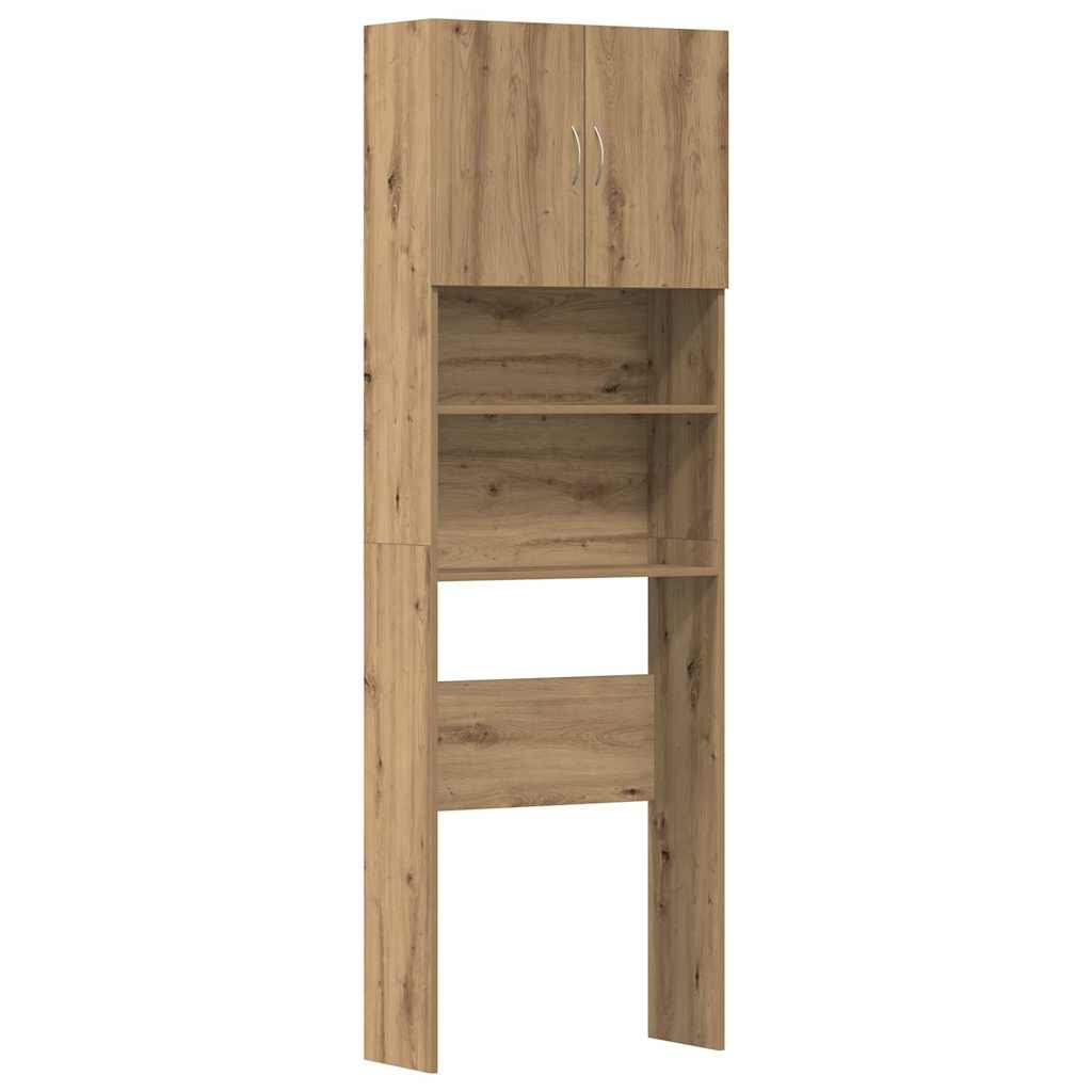 Vetonek Washing machine cabinet engineered oak handcrafted wood 64x24x190 cm