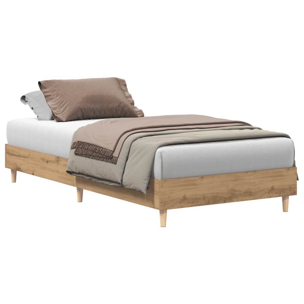 Vetonek Estructura de cama sin colchón roble artesanal 90x190 cm madera