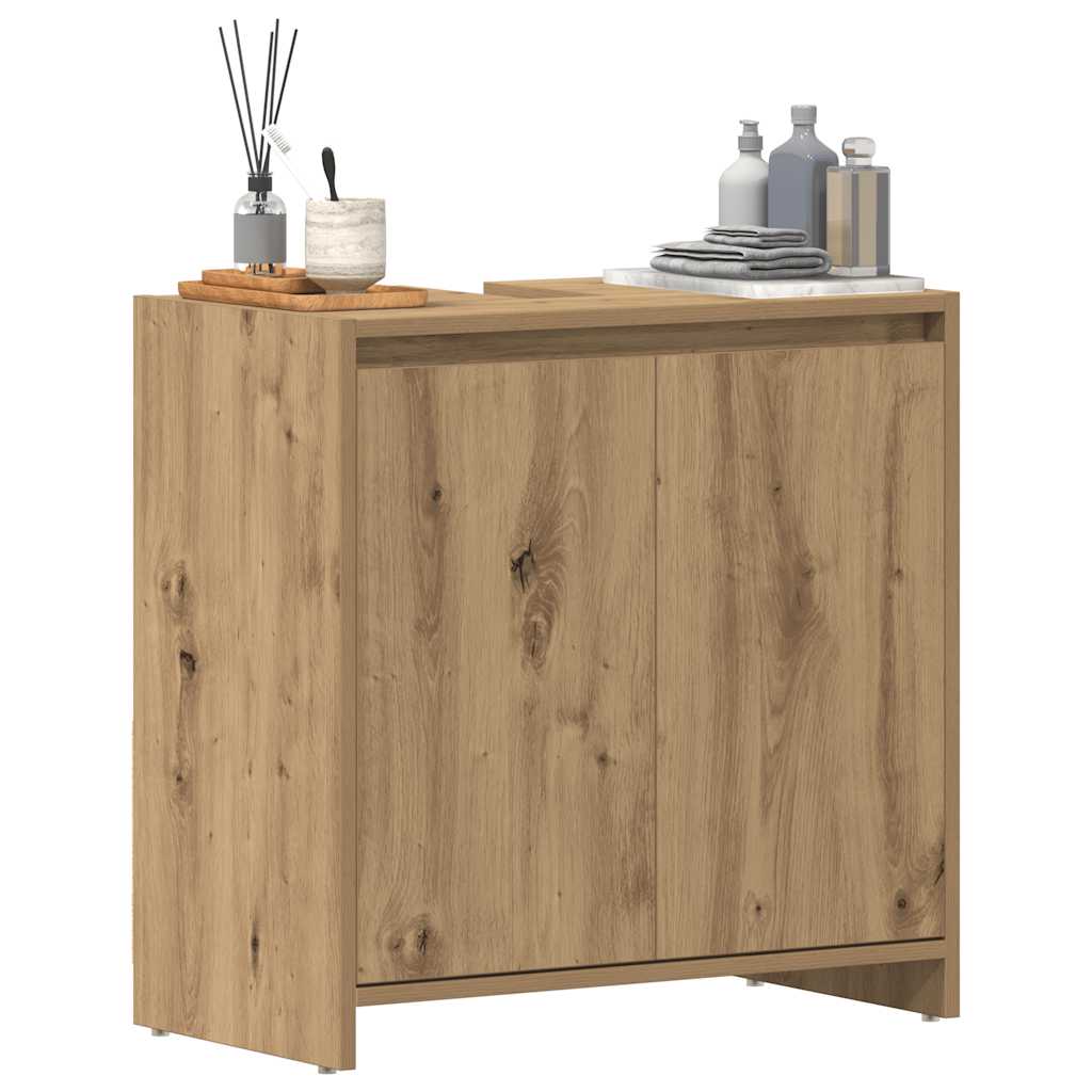 Vetonek Mueble de lavabo de baño madera roble artisan 60x33x60 cm