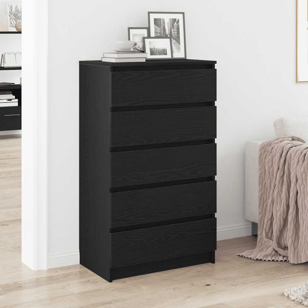 Cómoda de madera contrachapada roble negro 60x36x103 cm v4175 Vetonek