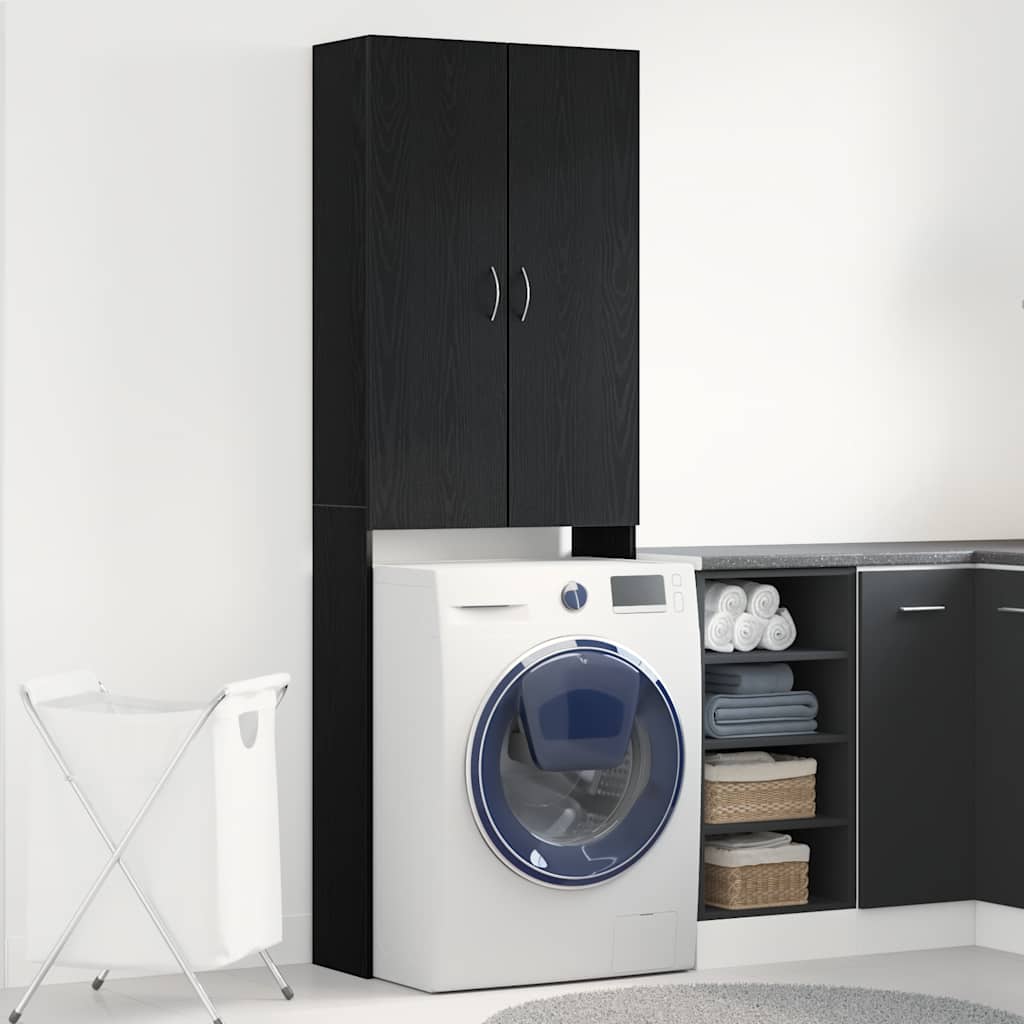Black oak washing machine cabinet 64x25.5x190 cm v4700 Vetonek