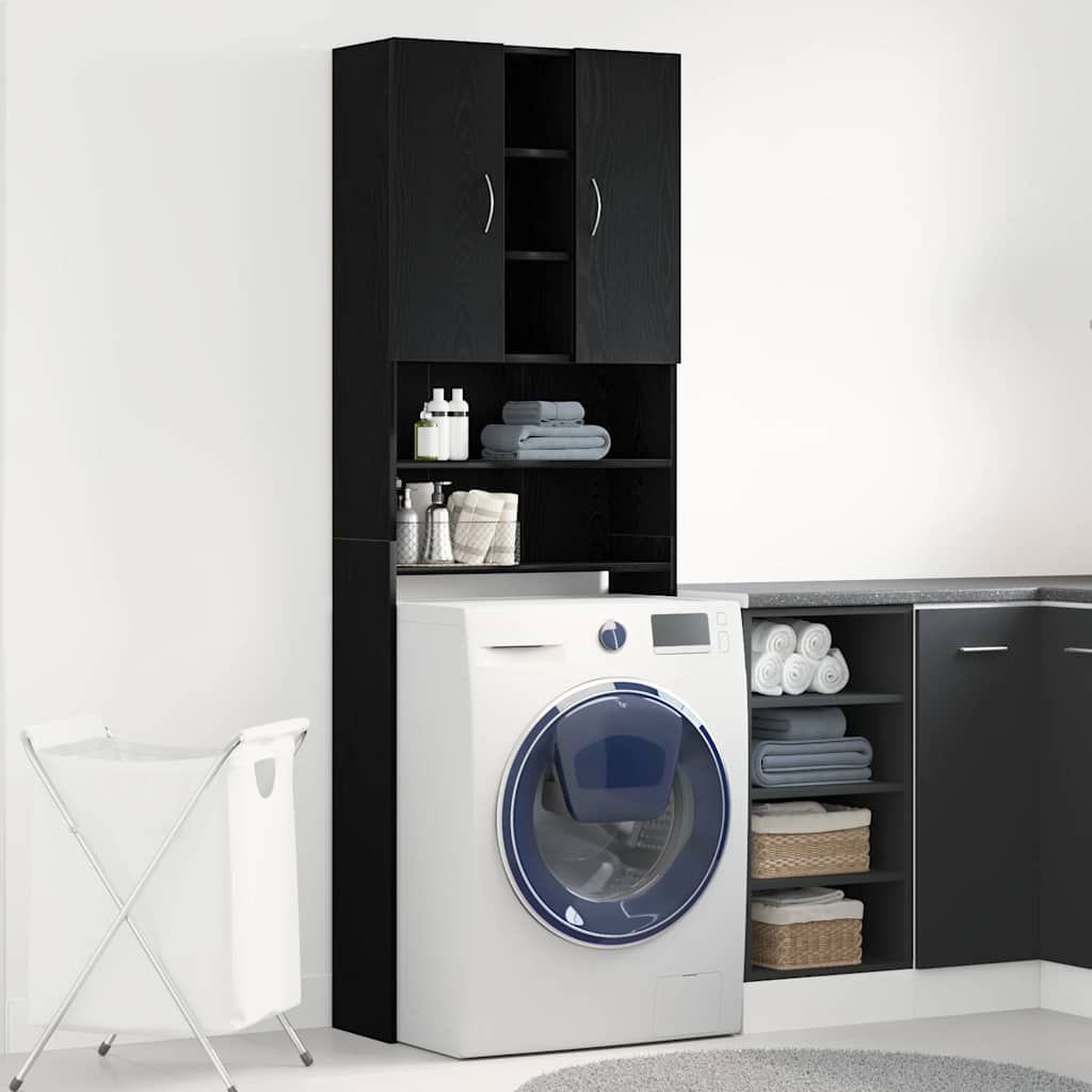 Black oak washing machine cabinet 64x25.5x190 cm v4717 Vetonek