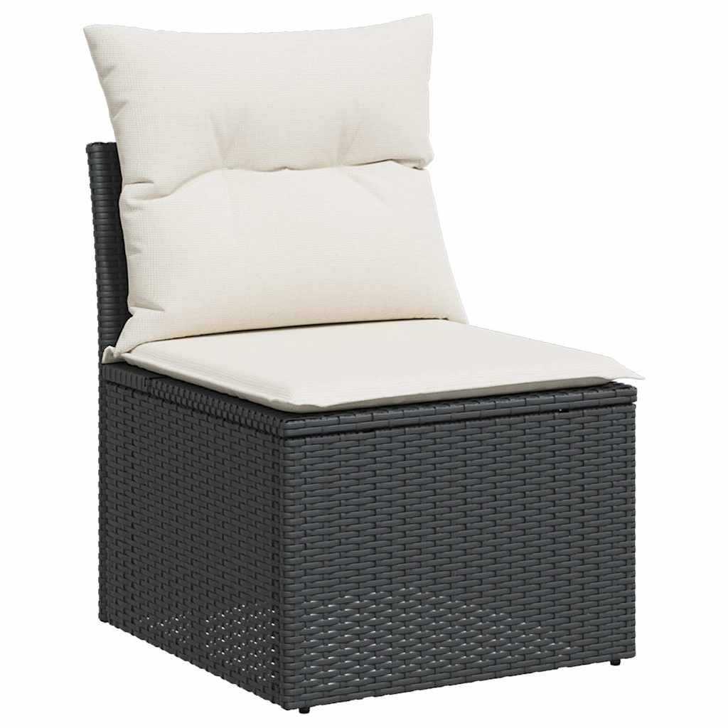 Gartensofas Set 6 Stücke und schwarze synthetische Rattankissen