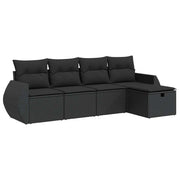 Set de muebles de jardín 5 pzas y cojines ratán sintético negro v9972 Vetonek