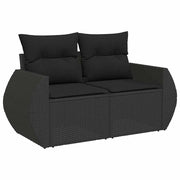 Set de muebles de jardín 5 pzas y cojines ratán sintético negro v9972 Vetonek