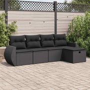 Set de muebles de jardín 5 pzas y cojines ratán sintético negro v9972 Vetonek