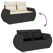 Set de muebles de jardín 5 pzas y cojines ratán sintético negro v9989 - Vetonek