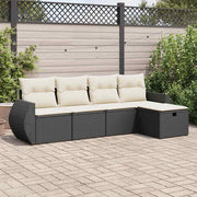 Set de muebles de jardín 5 pzas y cojines ratán sintético negro v9989 Vetonek