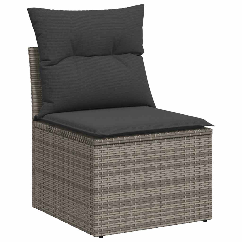 Les canapés de jardin réglent 7 pcs avec des coussins de rotin synthétique gris