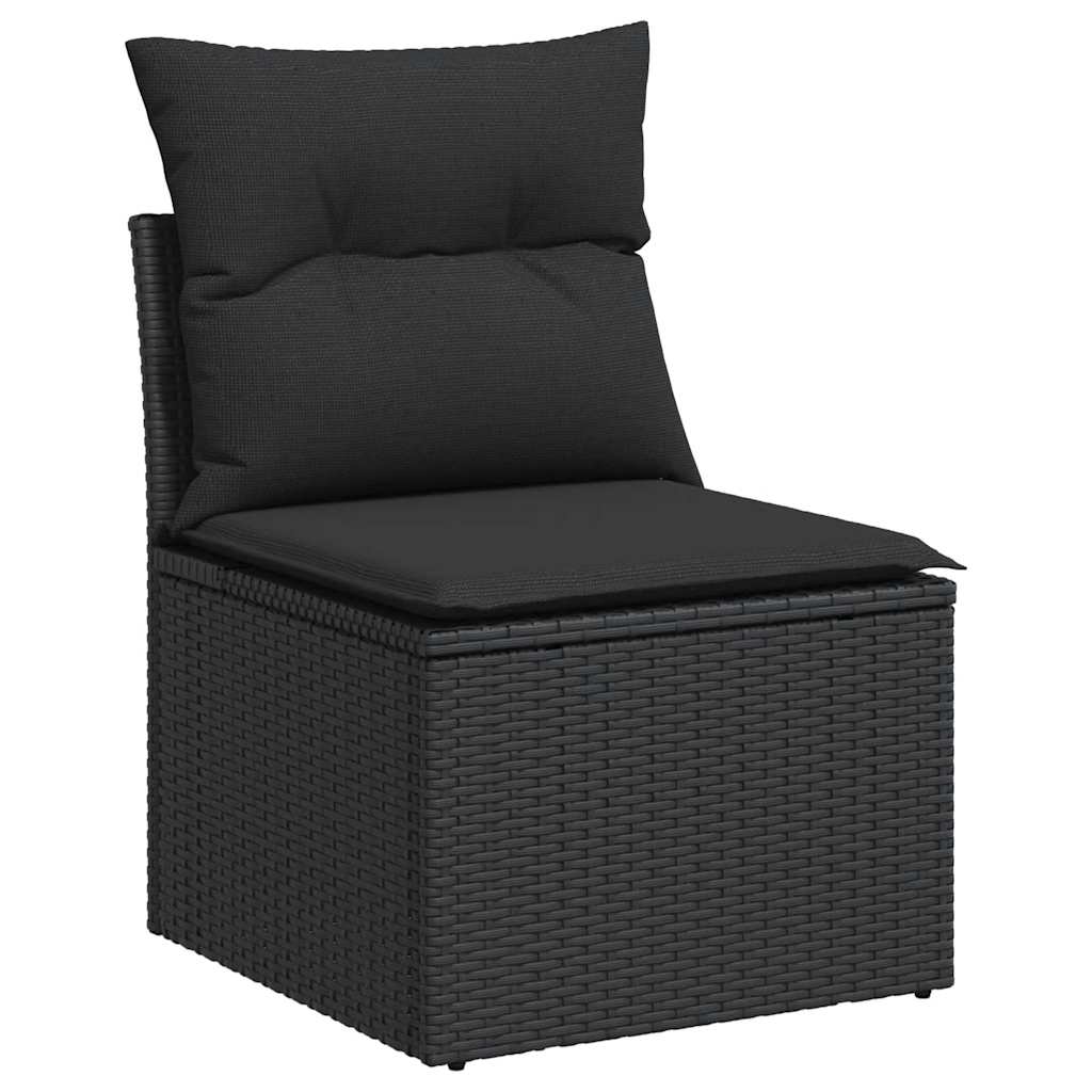 Gartensofas Set 6 Stücke und schwarze synthetische Rattankissen