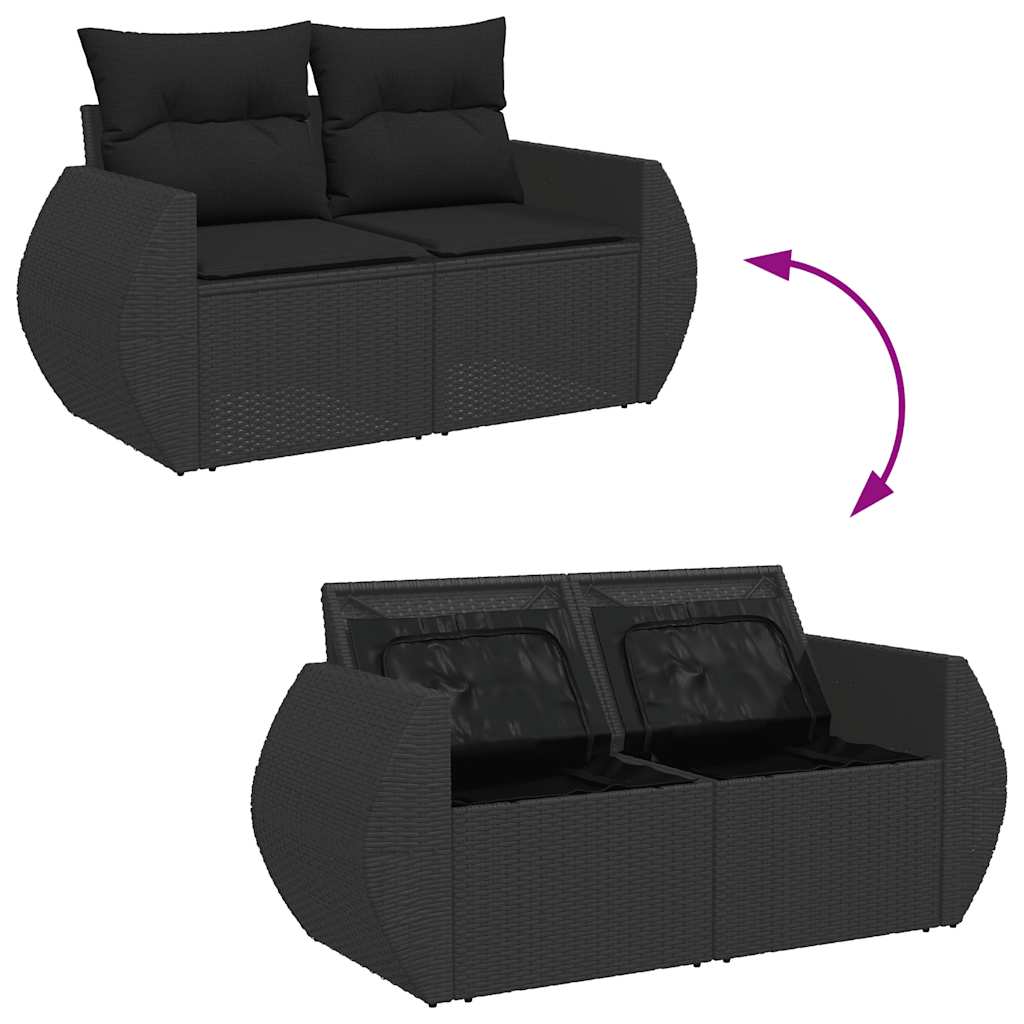 Set de muebles de jardín 5 pzas y cojines ratán sintético negro v9926 - Vetonek