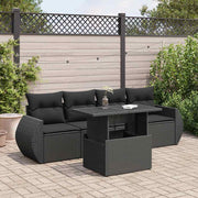 Set de muebles de jardín 5 pzas y cojines ratán sintético negro v9926 Vetonek