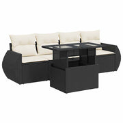 Set de muebles de jardín 5 pzas y cojines ratán sintético negro v9933 Vetonek