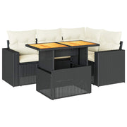 Set de muebles de jardín 5 pzas y cojines ratán sintético negro V4678 Vetonek