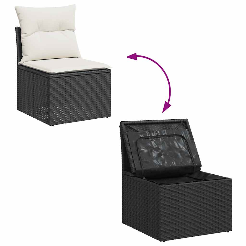 Set de muebles de jardín 5 pzas y cojines ratán sintético negro V4678 Vetonek