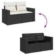 Set de muebles de jardín 5 pzas y cojines ratán sintético negro V4678 Vetonek